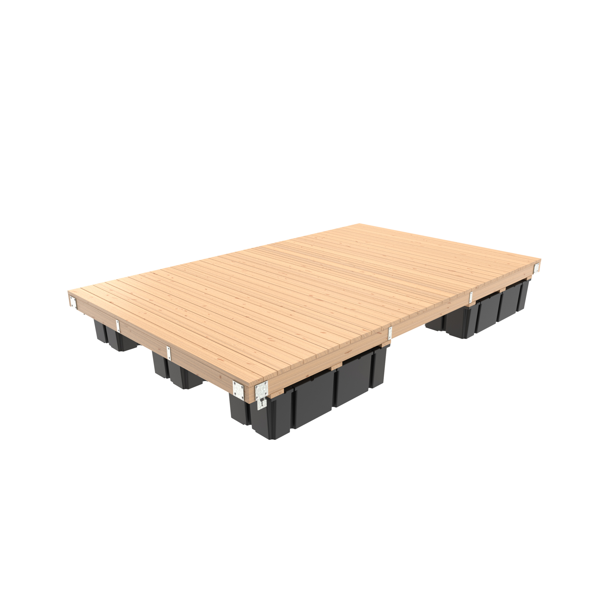 Multinautic Dock Kit — 10ft. x 16ft. Floating Wood Dock, 6 Foam-Filled Floats, HDG Galvanized Steel Components, Model# 19446